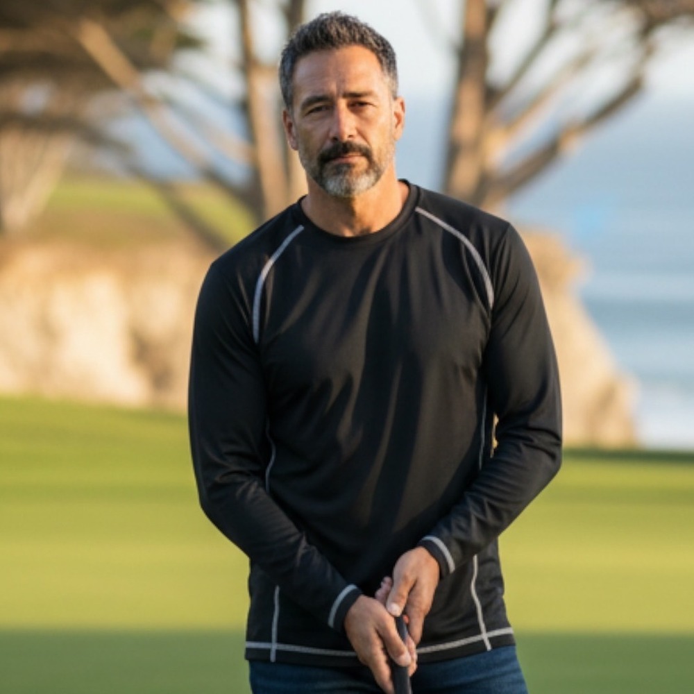 FootJoy Mens Black Long Sleeve Mock Neck‎ Performance Base Layer Top 32386